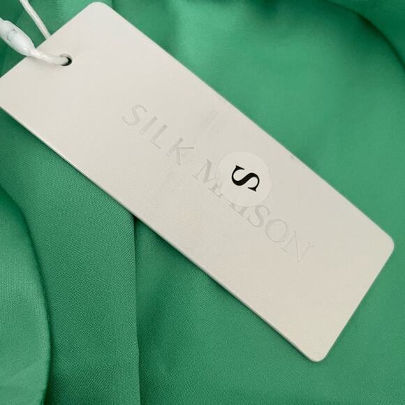 NWT Silk Maison Green Halter Cocktail Silk Maxi Dress S - Picture 6 of 12